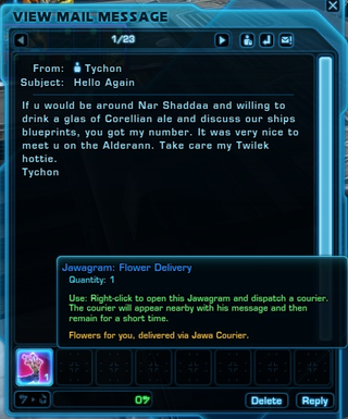 Illustration for article titled A fellow Smuggler just came on to my SWTOR character...